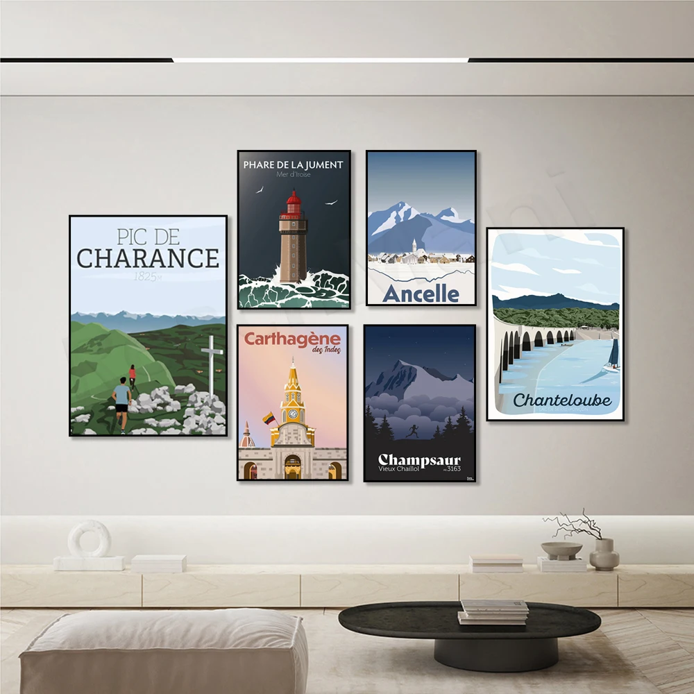 Cartagena de Indias، Orec-sur-Loire، Lake Serre-Poncon - مجداف، Champsaur، Lighthouse of the Mare، ملصق Pic de Charance