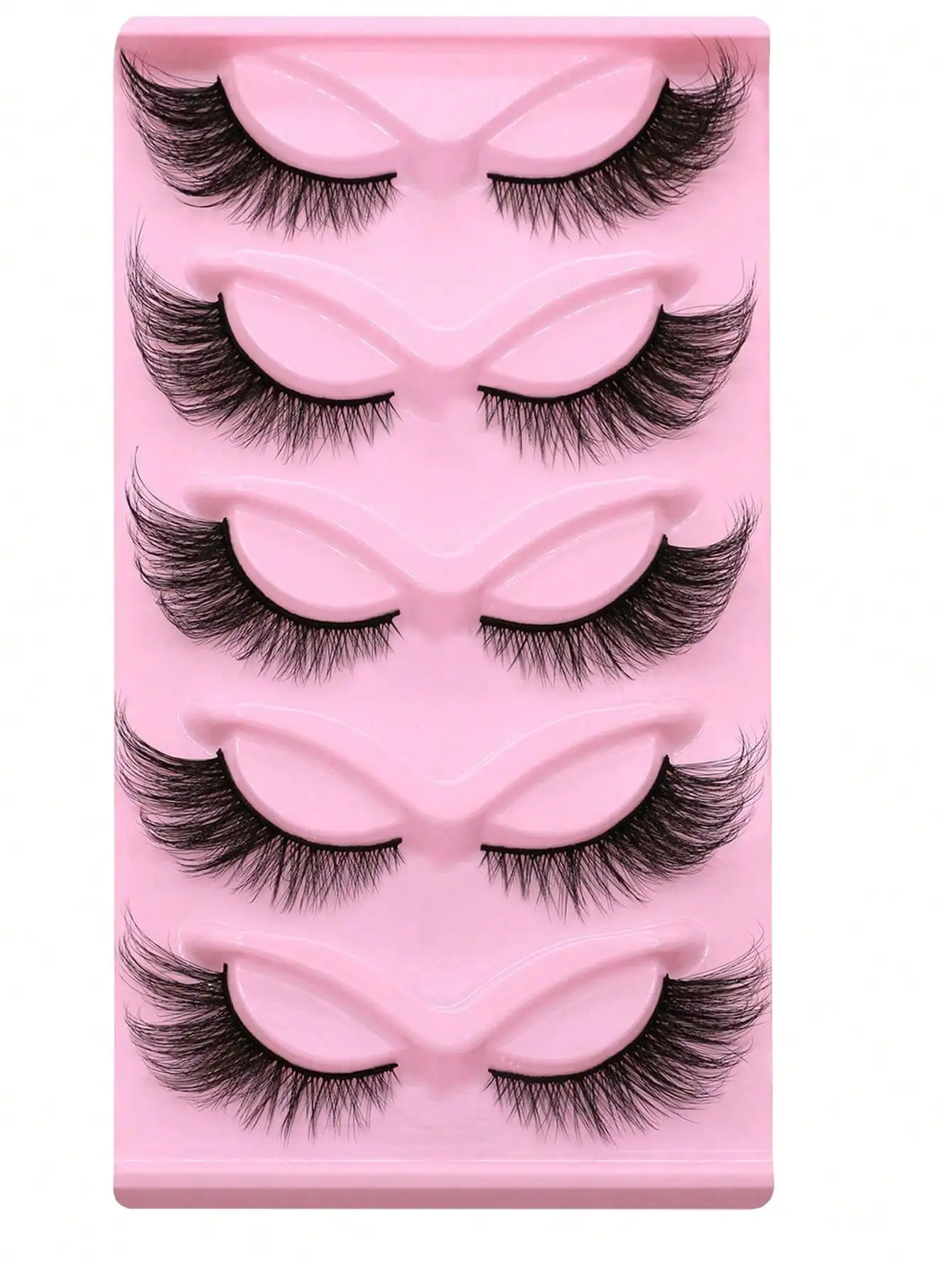 5 Paar Cat-Eye-Wimpern, flauschige, voluminöse, falsche Wimpernverlängerungen, 3D-Natur-Look, wiederverwendbare Wimpern – Detail 6