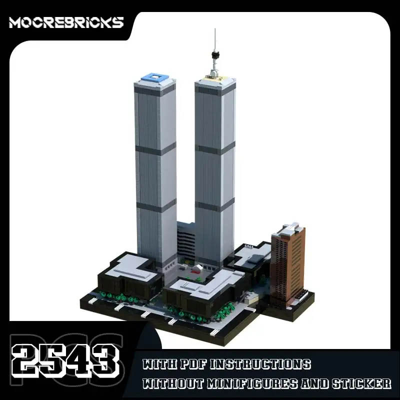 MOC-87459 New York World Trade Center Skyline Modular Architecture Model Building Blocks Sets City Street View Kid Toys Bricks