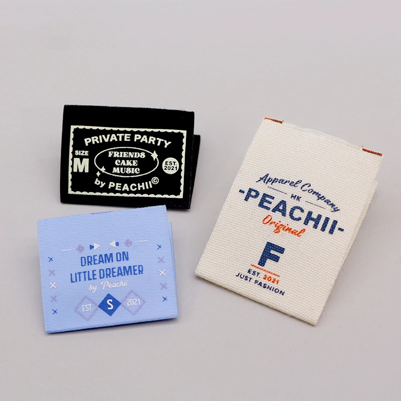 Custom  Name Clothing Woven Label Garment Fabric Label with Logo 2x5cm End Fold/Center Fold Hight Quality