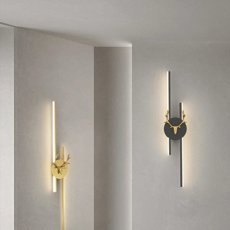 Luzes de parede led cervos cabeça sala estar quarto cabeceira arandela ouro metal casa arte deco corredor sala jantar lâmpada decoração para casa