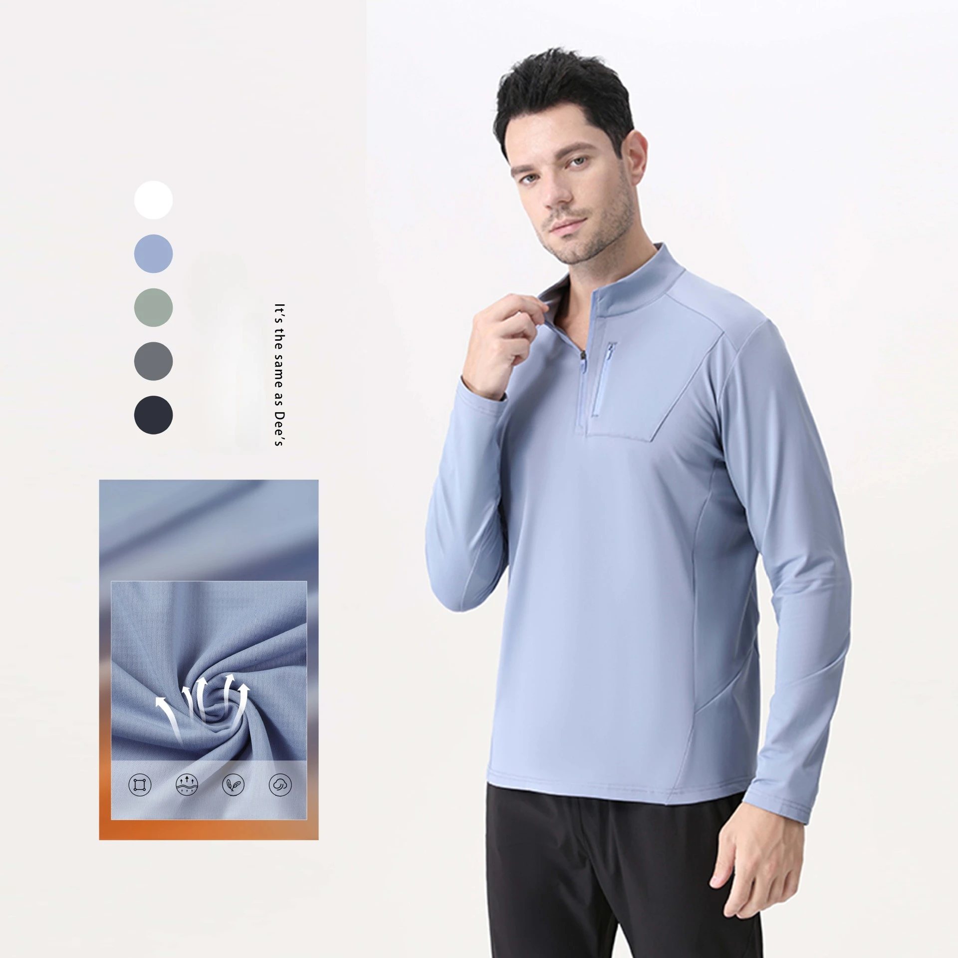 

Unisex City Function Men's Half Zipper Outdoor Sports Long-Sleeved T-shirt, Fishing Leisure Absorb Sweat Running Cycling Sweater