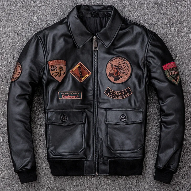 Plus Size 5XL Men’s Biker G1 Air Force Pilot Jacket Genuine Leather Sheepskin Thicken Warm Vintage Classic Coat 3 Plus Size 5XL Men's Biker G1 Air Force Pilot Jacket Genuine Leather Sheepskin Thicken Warm Vintage Classic Coat 3