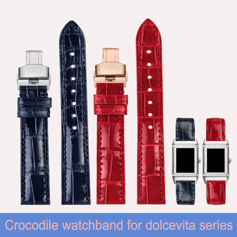 

15 16 17 18mm High-quality Crocodile leather watch strap blue black red women’s watchband For Longines Dolcevita series L2.255