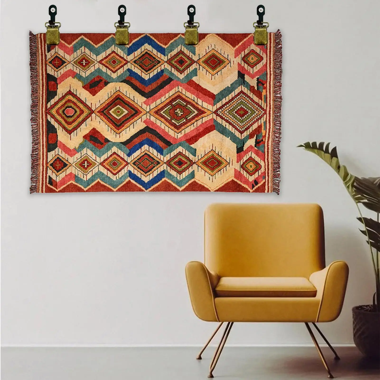 Quilt Hanger For Wall 4 Pieces Heavy-Duty Vintage Screw Blanket Metal Tapestry Wall Hangers For Carpet Blanket Textile Home