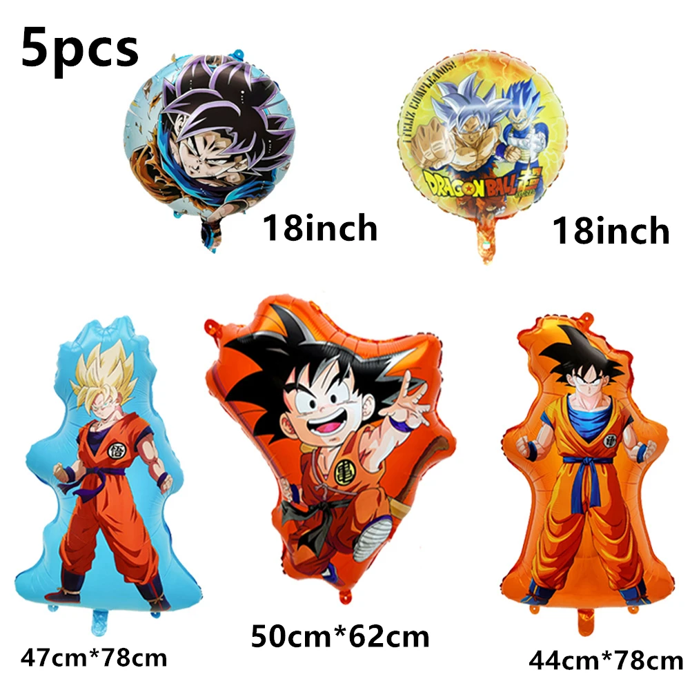 Dragon Ball Ballons Happy Birthday Banner Goku Vegeta Balloons Party Decorations Cup Plate Disposable Tableware Cake Topper Toys