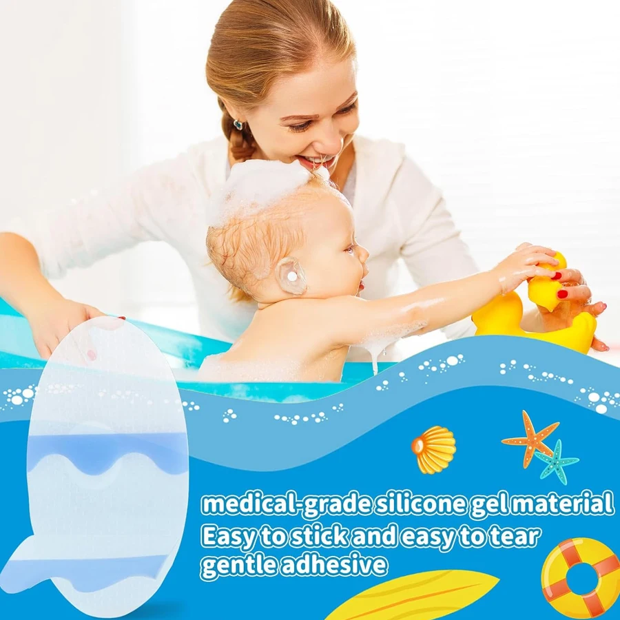 30/60Pcs Waterproof Ear Covers for Baby Kids Disposable PU Ear Stickers for Swimming Newborn Shower Surfing Other Water Sports