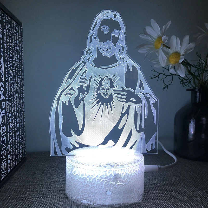 Jesus 3d led lamp for bedroom night lights action Christian figure avatar Bible Blessed Virgin room decor gift luces