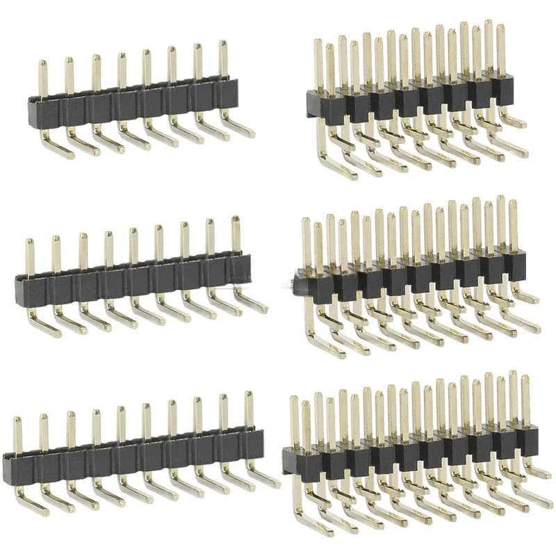 50 Stuks 2.0Mm Pitch Pin Header Enkele Rij Dubbele Rij 90 Graden Gebogen Naald Koperen Voet Pin 2*2P/3P/4P/5P/6P/7P/8P/12P