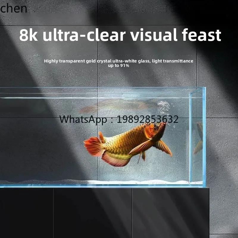 YFY Seafood Tank Golden Crystal Five-Line Ultra White Glass Fish Tank Ecological Landscaping Household Ornamental Fish Tank