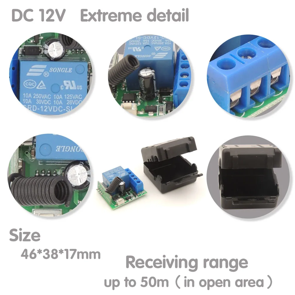 433mhz RF uniwersalny pilot przełącznik DC 12V 10A 1Ch przekaźnik odbiorczy i 4 przycisk nadajnik dla wiatrak Led agd