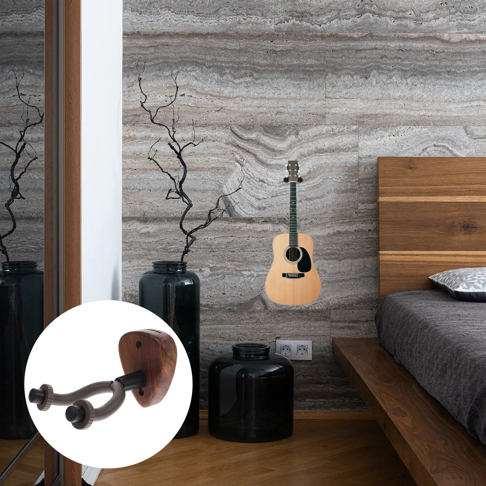 Guitar Wall Mount Hook Sturdy Guitar Holder Wall Hanger Adjustable Angle Stand for Acoustic Classical Ukulele Display Rack