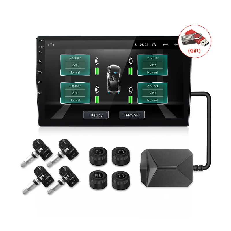 Цифровая система контроля давления в шинах Junsun TPMS с USB-подключением для автомобильной навигации