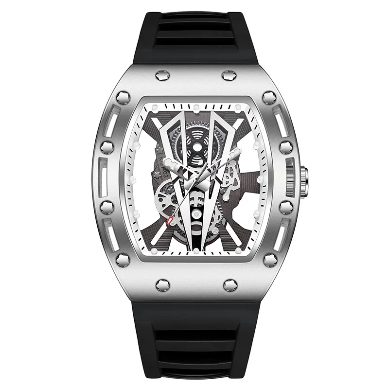 

Men Daily Sport Fashion Hollow Quartz Wristwatch Tonneau Shape Luminous Hands Waterproof Male Watch
