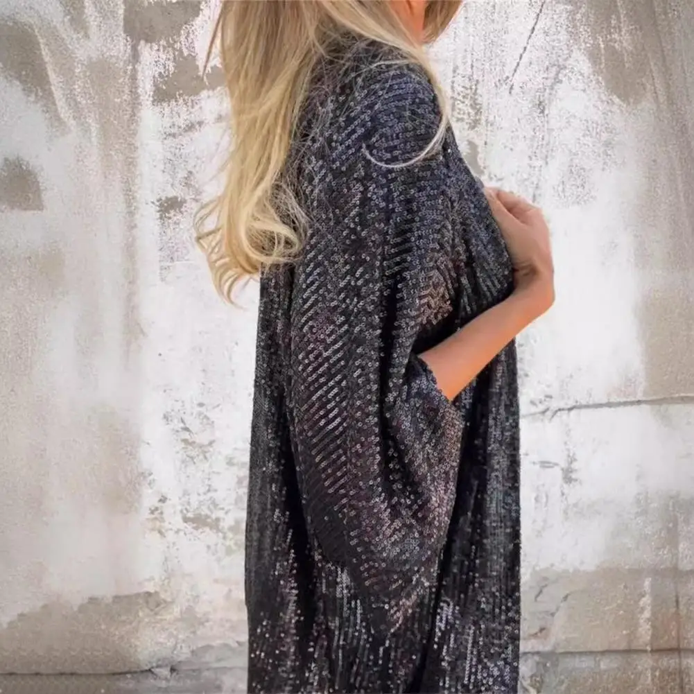 

Женская верхняя одежда с блестками, облегающая женская куртка для клуба, женская одежда средней длины, пальто с длинным рукавом для весны и осени