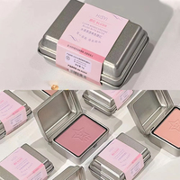 Iron Box Blush 4 colors - Tipsy Rose blush powder, matte Apricot Blush contour palette, Korean natural face makeup