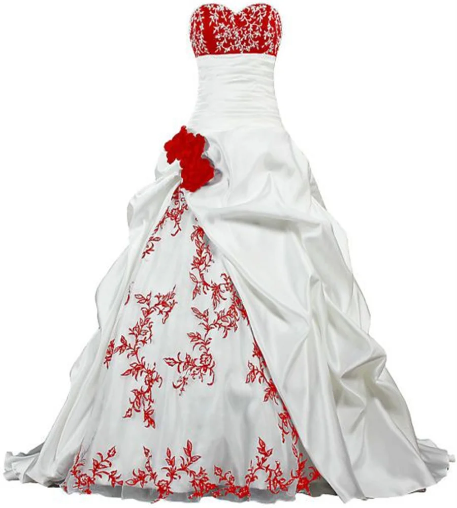 Vestido de casamento gótico bordado fantasia, Vestido de baile querido, Vestido nupcial do país, Espartilho com florais, Laço preto azul vermelho