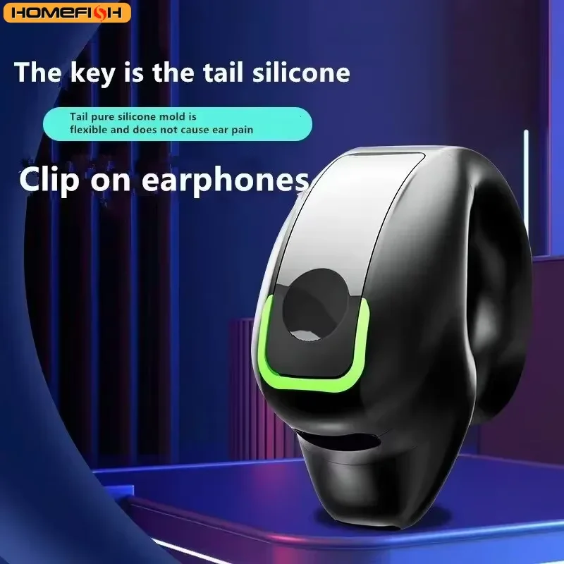 Auriculares Inalámbricos Bluetooth con Clip para la Oreja, Auriculares de Conducción Ósea, Auriculares TWS de Alta Calidad, Deportivos, con Cancelación de Ruido y Micrófono