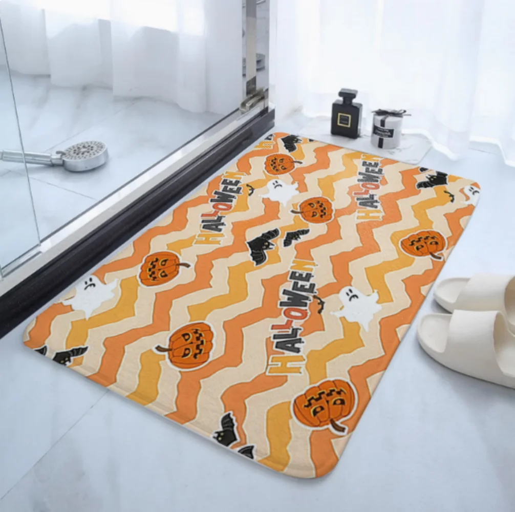 

VIKAMA Halloween Fresh Cartoon Carpet Decor Highly Absorbent, Dirt-Proof, Suitable For Entrance Floor Mats And Bathroom Non-Slip