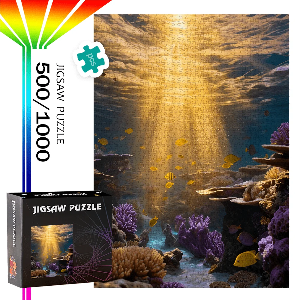 

500 шт./1000 шт. высококачественный пазл для подводного солнечного света | Портативная картонная головоломка на день рождения, Хэллоуин, Рождество,