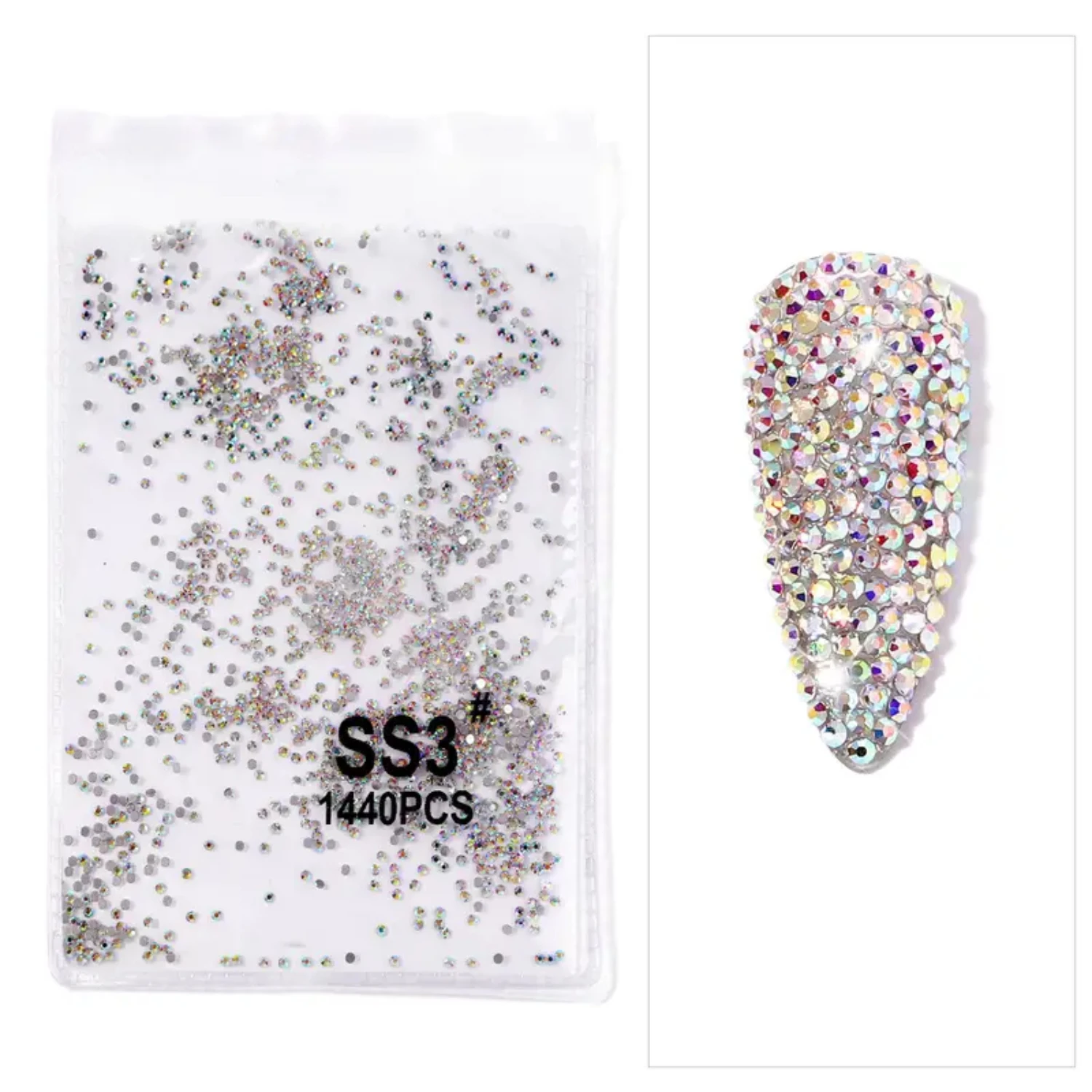 Symphony Transparent AB Flat Back Rhinestones - 1440pcs High-Quality Rhinestones for Nail Art and Glass Decoration Yk nail charm