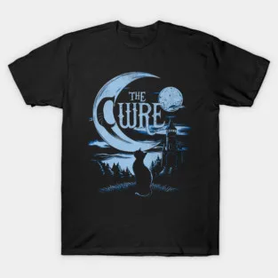 2026 Summer The Cure Cat Moon T-Shirt Graphic Band Shirt Short Sleeve Tee Luxury Casual Vintage Suitable for Both Men and Women