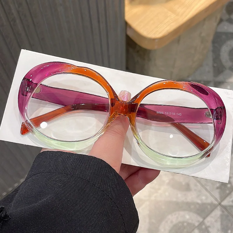 

2025 summer new large round frame eyeglasses female ins rainbow color sunglasses fashion personality sunscreen sunglasses