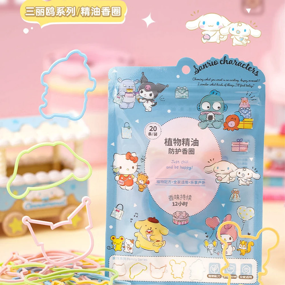 

20 шт. аниме Противомоскитный браслет Kuromi Hello Kitty Cinnamoroll Sanrios противоударный браслет милые детские уличные игрушки подарок для девочки