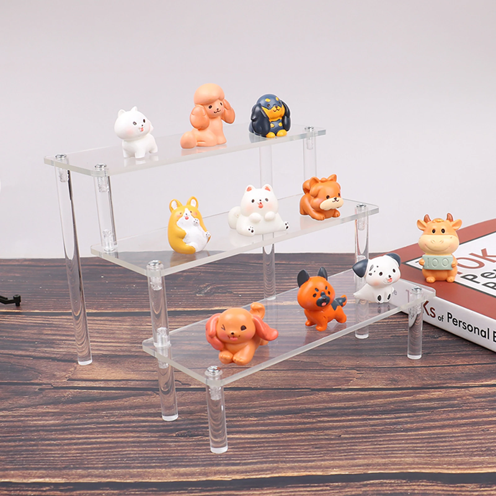 3 Tier Acrylic Display Stand Clear Display Riser Rack for Cupcake Perfume Doll Décor and Organizer Amiibo Funko POP Figures