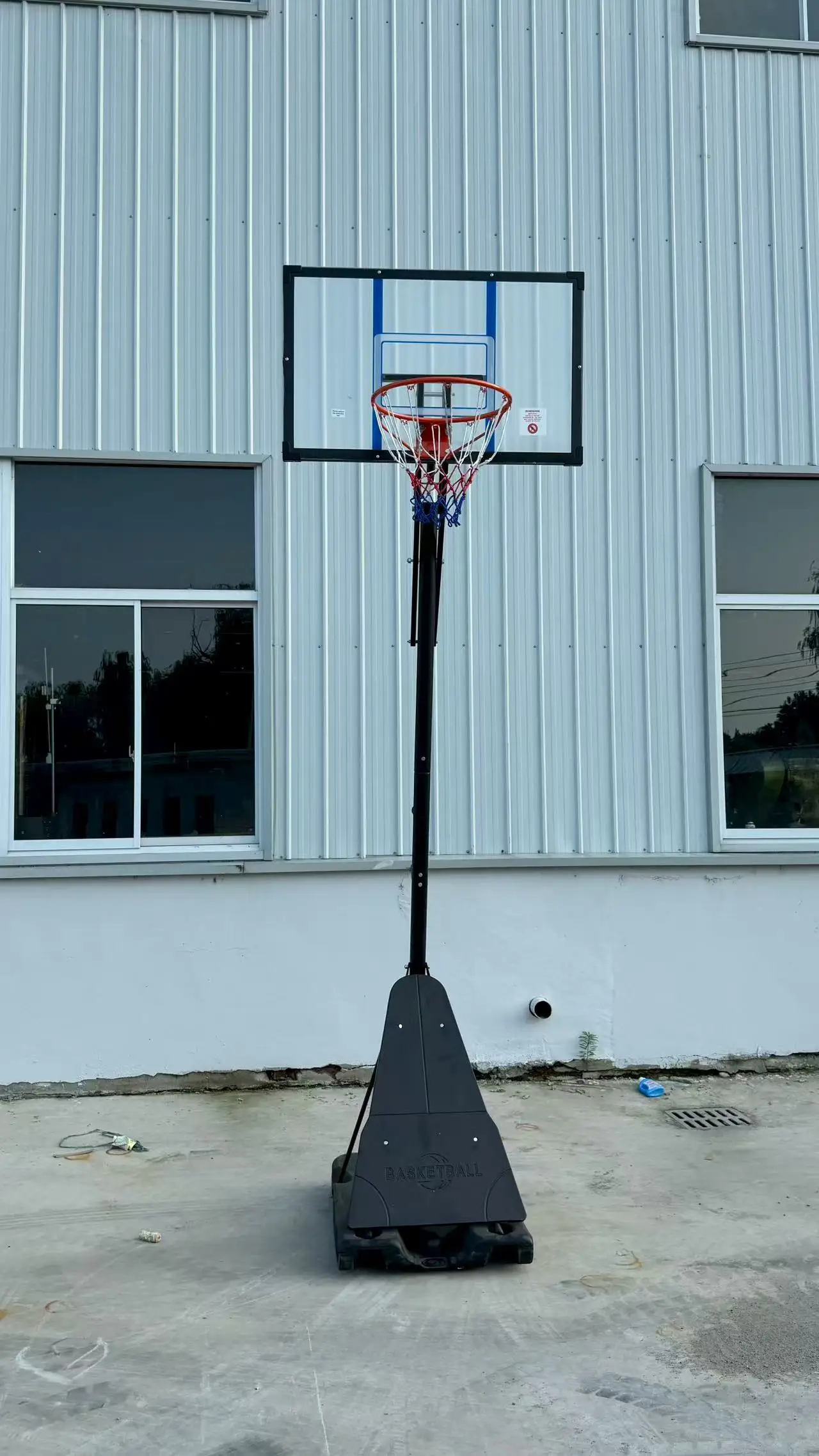 Adjustable Height Adult Portable PVC Backboard Basketball Stand with Iron Frame & Net Clear Vision for Chinese Viewer