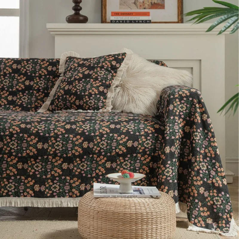 Multifunction Soft Sofa Towel Anti Cat Scratch Jacquard Thick Colored Flower Thick Sofa Cover for Living Room Sofa Blanket