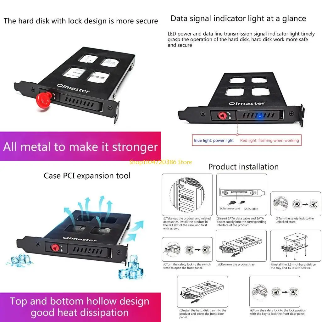 K0EA OImaster MR-9100 HDD Rack for 2.5Inch PCI SSD Hard Disk Adapter Bracket