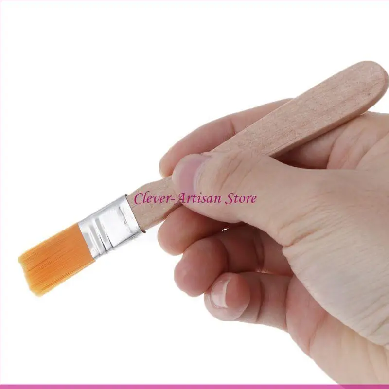 E06B 10pcs مقبض خشبي فرشاة شعيرات نايلون شعيرات تنظيف لحام لتدفق اللحام