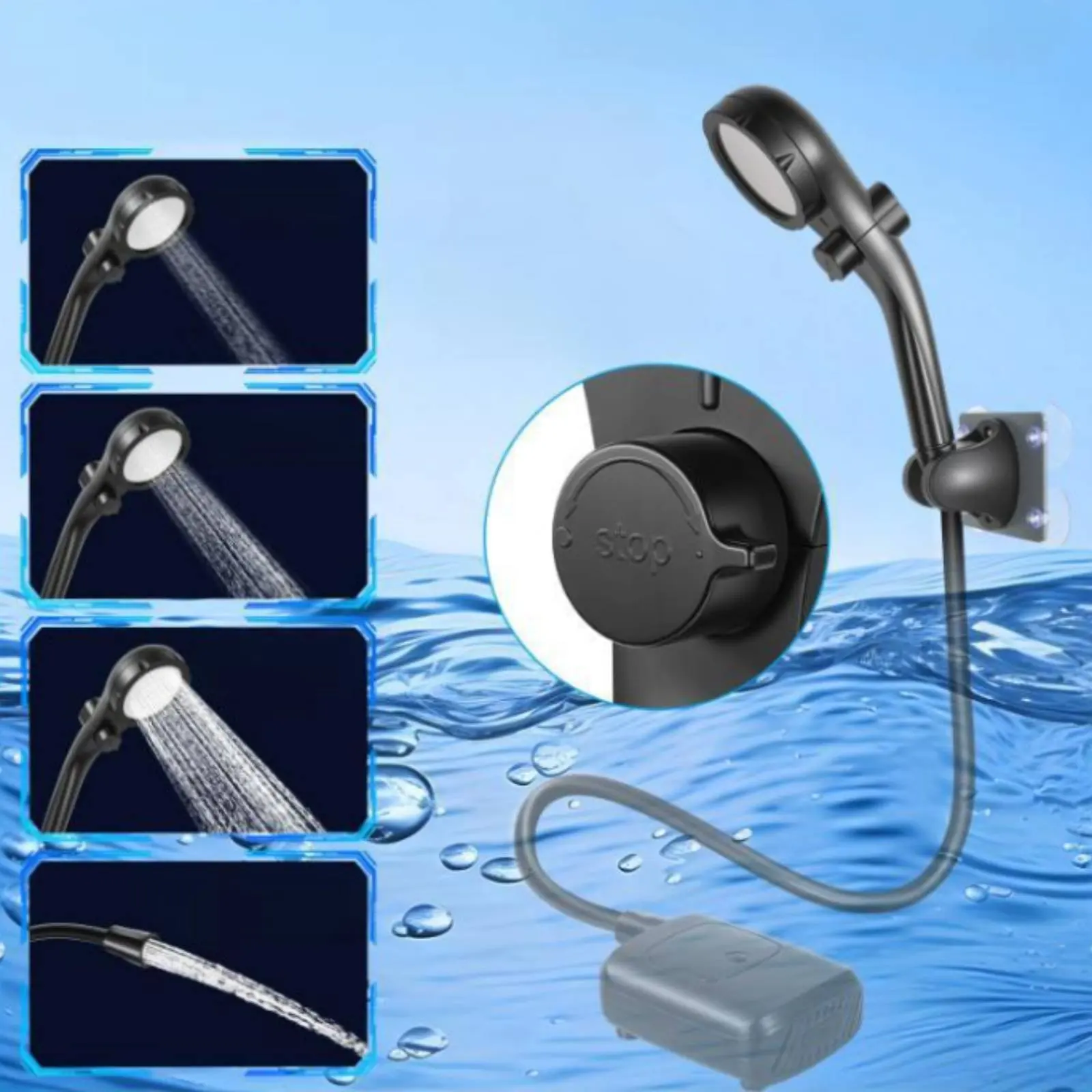 Universal Serial Bus Charging Shower System Digital Display Electric Shower Pump Bathing Apparatus IPX8 Waterproof Low Noise