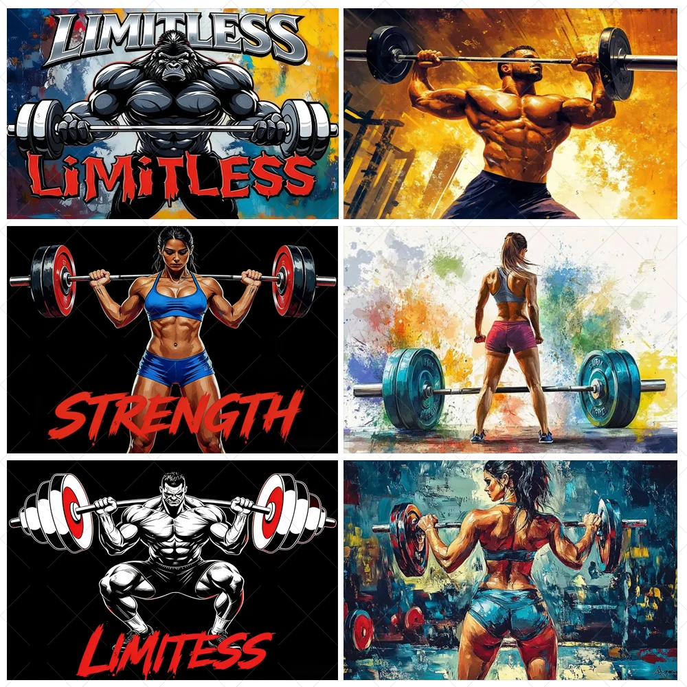

Fitness Exercise Theme Party Decoration Background Gym Inspirational Strength Training Weightlifting Wall Backdrop Banner props