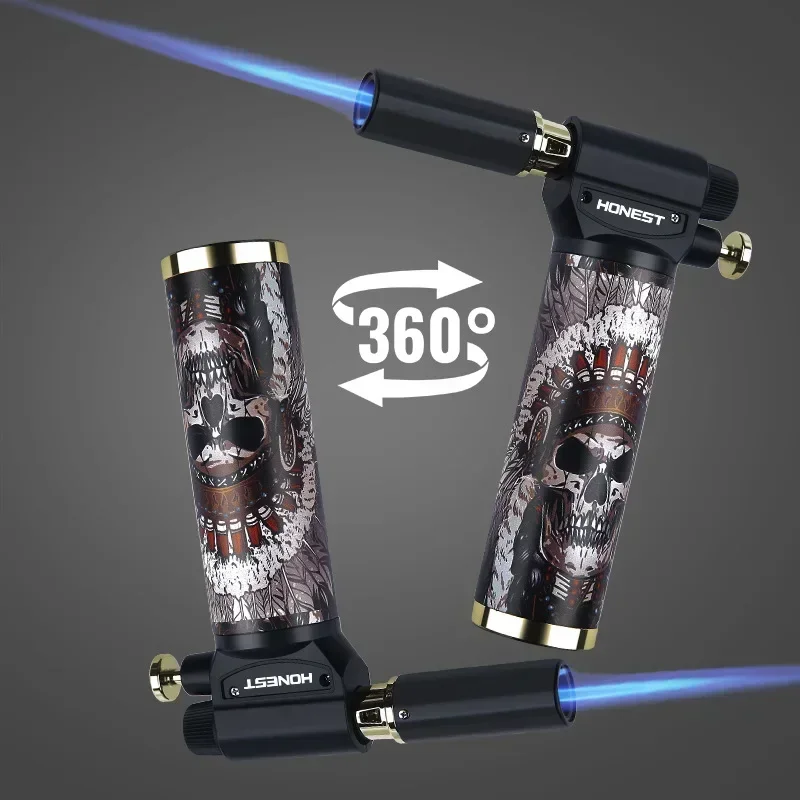 2027 HONEST Metal Outdoor Welding Gun Lighter Windproof Inflatable Multifunctional Barbecue Kitchen Turbine Torch Cigar Lighter