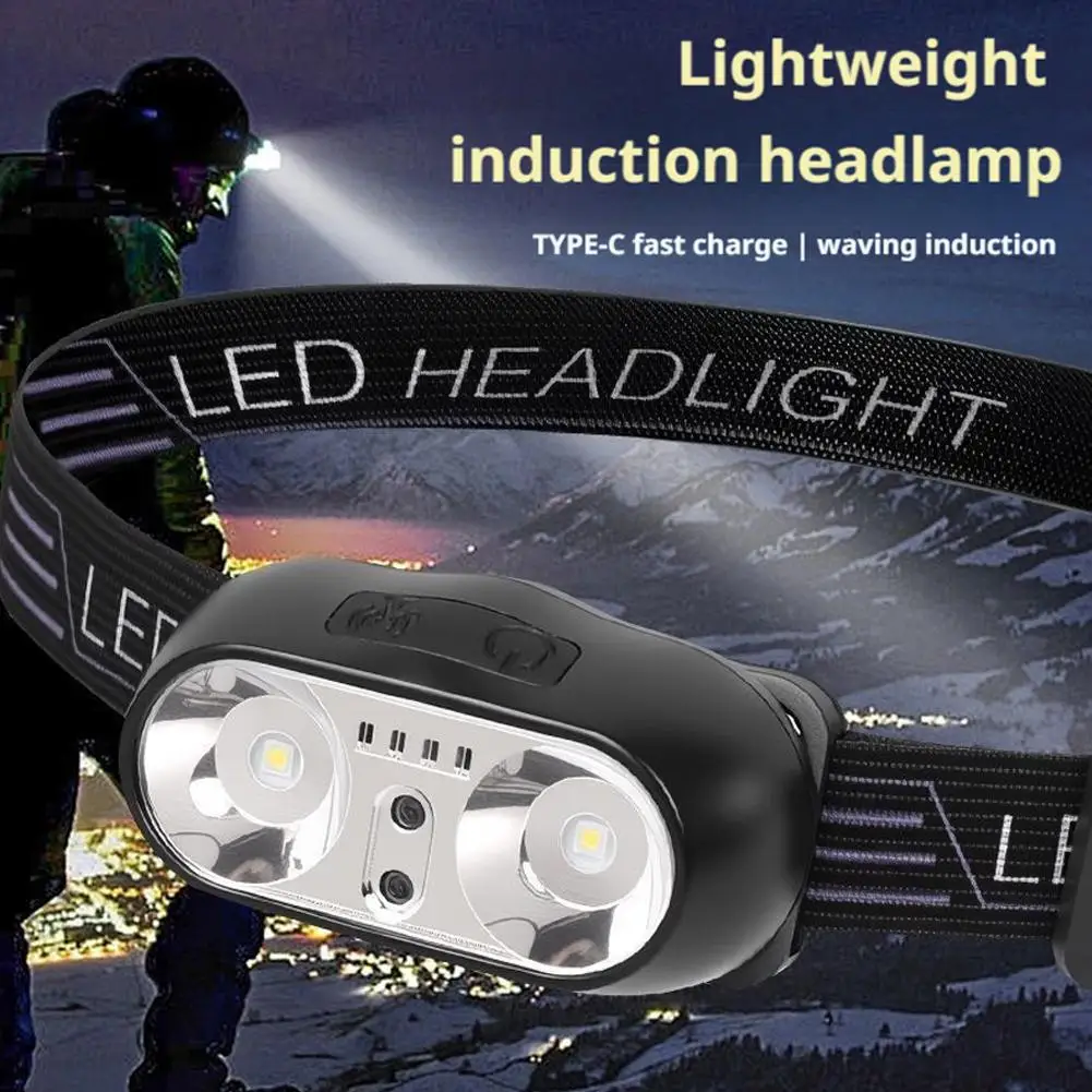 強力な光ヘッドランプミニ Led 夜釣り強力なヘッド LED ヘッドランプ防水ポータブル屋外ランプセンサーキャンプに F3Z3