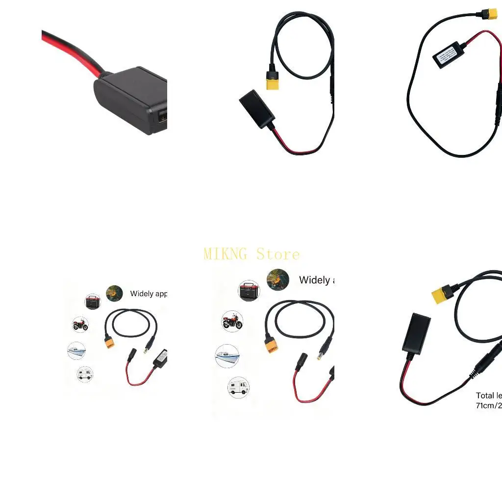 Mobile Device Charging Cable with XT60M to 5525 and USB Layout, 12V-32V Input, Fast USB Support and 24W Output for Everyday