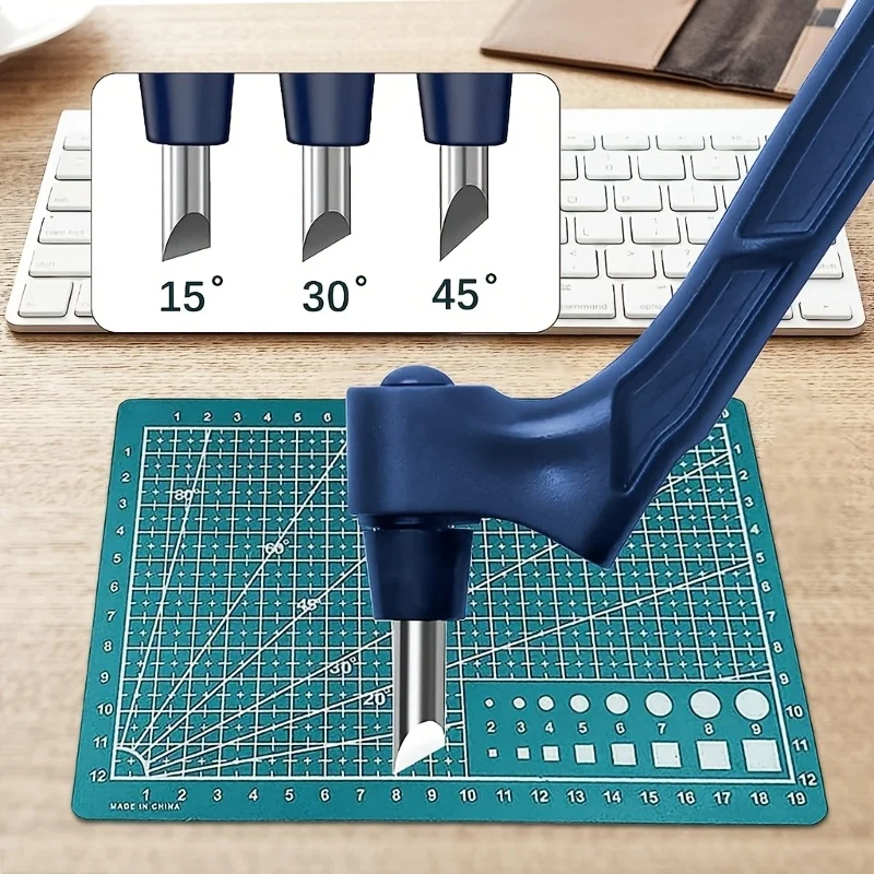 Gyroscopic Cutting Tool, Stainless Steel Craft Knife, 360° Rotating Blade Paper Craft Scissors, Includes 1 Handle + 3 Blades