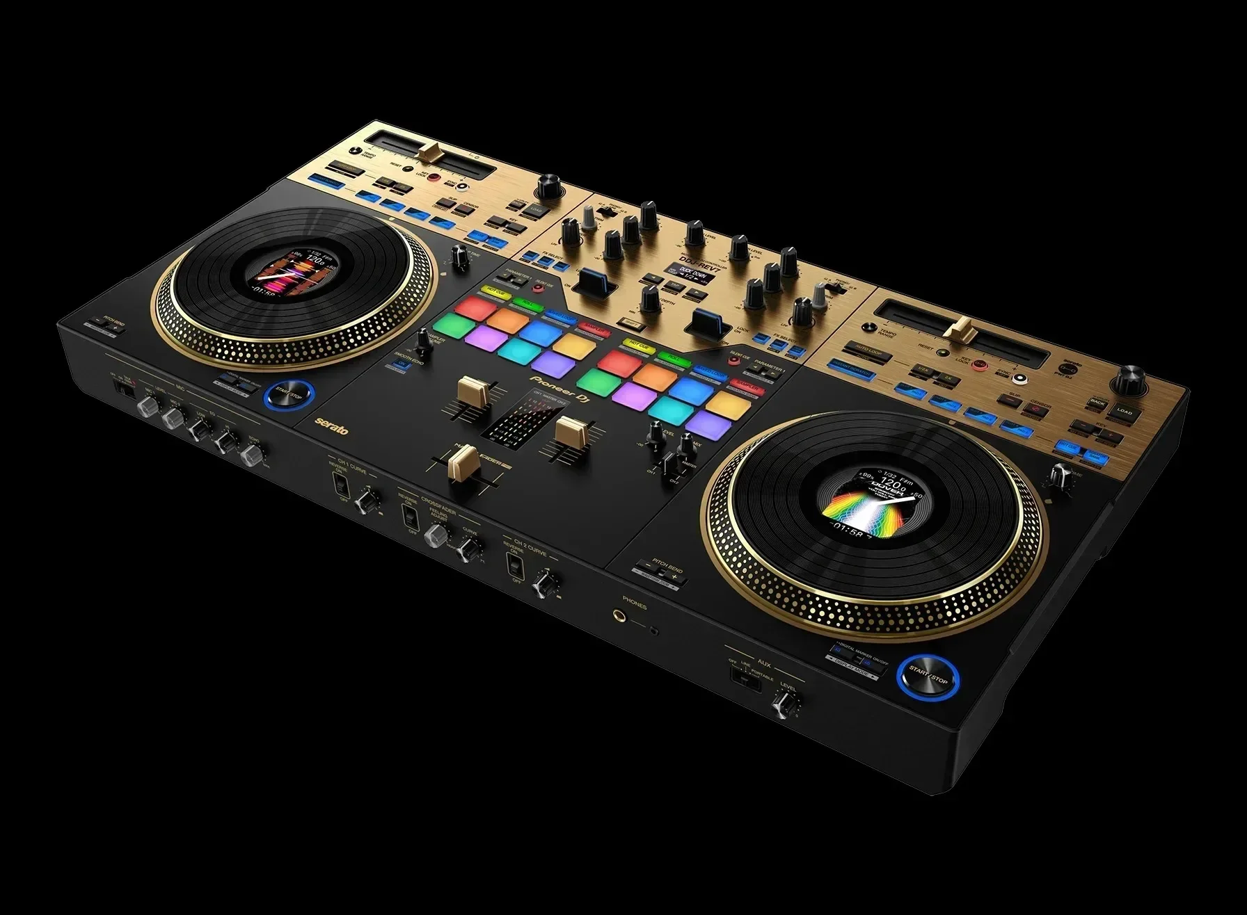 شحن فوري على وحدة التحكم Pioneer DJ DDJ-REV7 ذات الطابقين Serato DJ - إصدار محدود باللون الذهبي #1