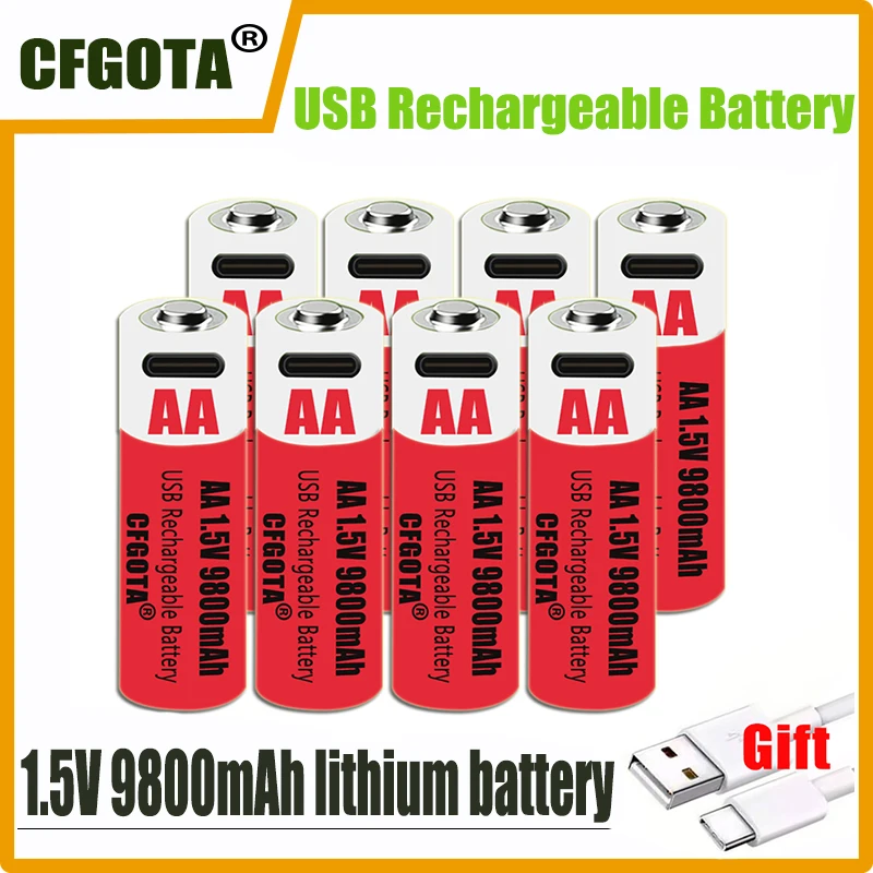 

Fast Charging 1.5 V Rechargeable Battery AA1.5V 9800mAh Lithium Battery Replacement LED Flashlight, Camera, Keyboard and Mouse