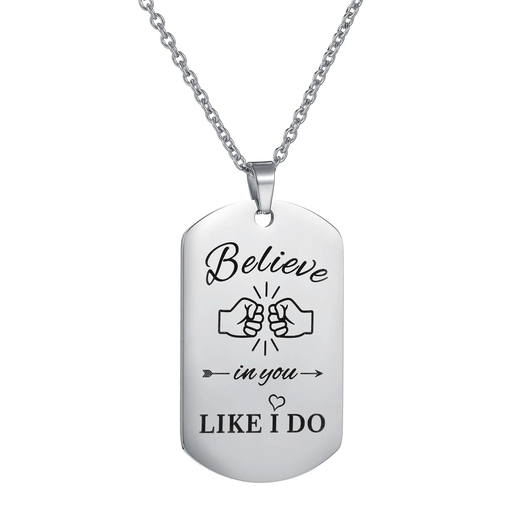 MeMolissa New Fashion Stainless Steel Dog Tag Pendant Necklace For Women Men Punk Metal Color Letters Army Tag Necklace Jewelry view 5