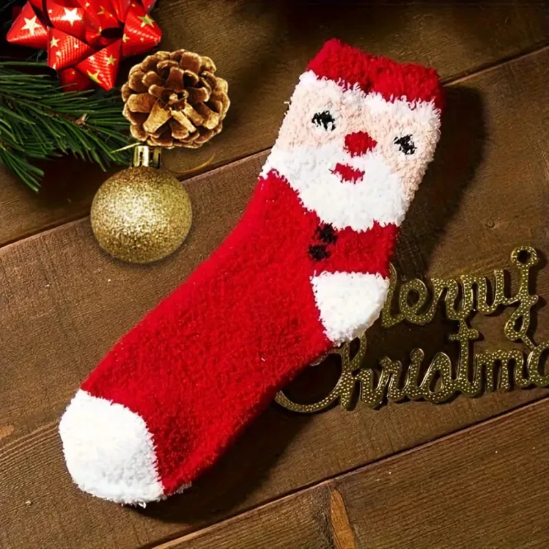 1 Pair Christmas Socks Winter Thickened Warm Confinement Floor Socks Men and Women Couple Hosiery Sleep Socks Christmas Gift