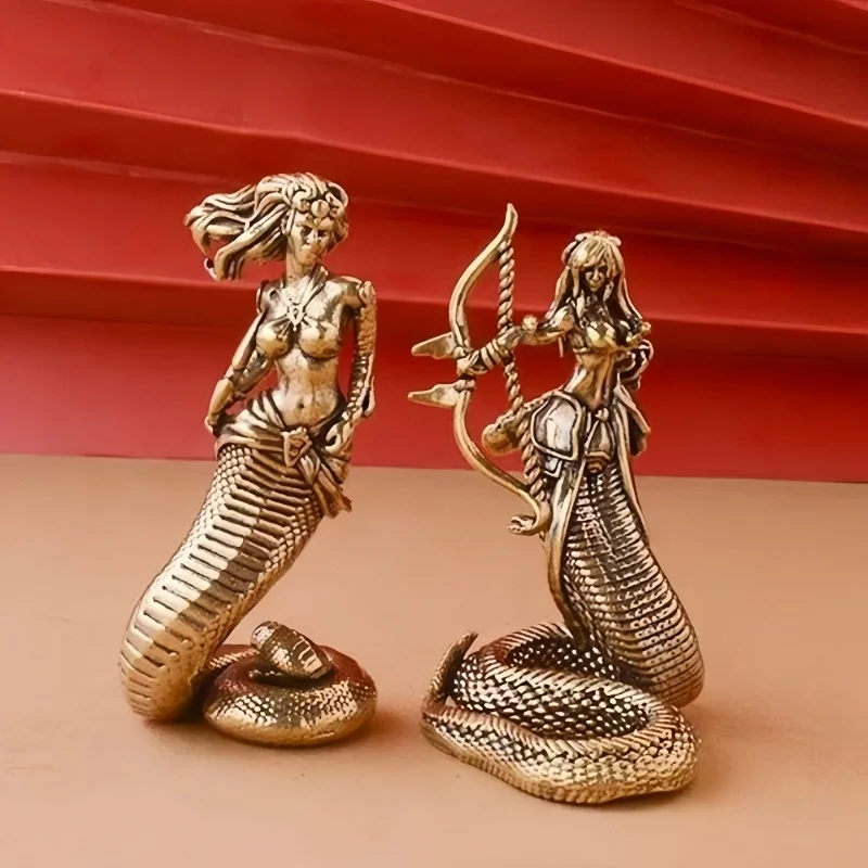Decoración de Medusa de latón, serpiente griega antigua, artesanías para mujer, decoración de escritorio para el hogar y la Oficina, artesanías de té para mascotas, estatua de figura creativa