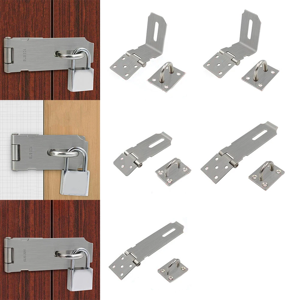 AaAnti Theft Hasp Staple ShedLatchStainless Steel Door Lock Padlock Clasp Household Burglar-proof Hardware For Wood Door Cabinet