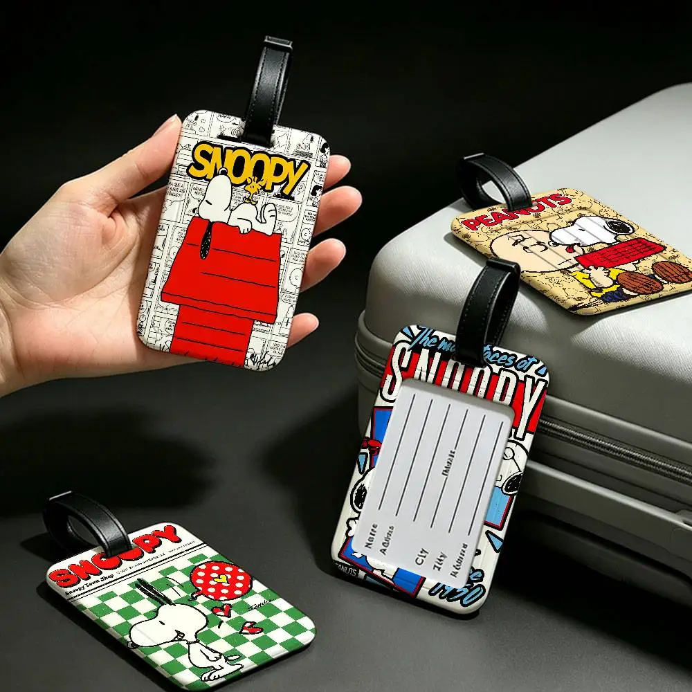 Classic Cartoon Cute S-Snoopy Waterproof Information Card Sleeve PVC Luggage Tag Anti lost Identifier For Suitcase Handbag