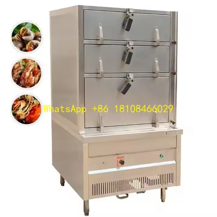 

Rice Noodle Dumpling Food Steamer Cabinet Factory Supply Commercial Electric Gas Rice 3 Layers Seafood Steaming Machine
