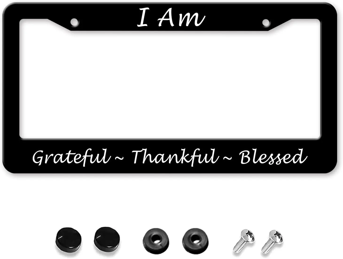 I Am Grateful Blessed License Plate Frames License Plate Frame for Women Men Funny Aluminum Vintage Front Car Tag Frame 12x6 In