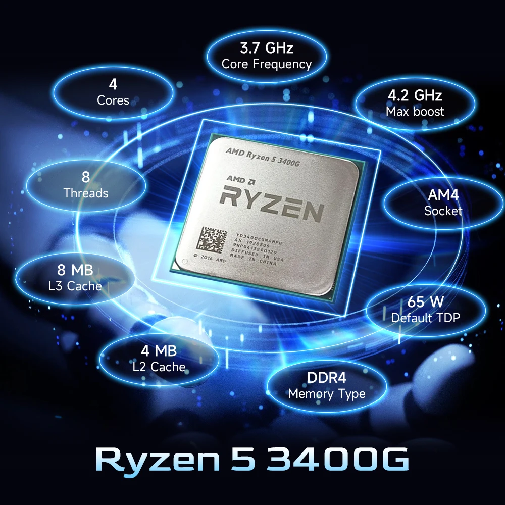 AMD Ryzen 5 3400G 4-Core 8-Thread عرض خاص معالج وحدة المعالجة المركزية الجديد PCIe 3.0 DDR4 TDP 65W R5 3400g المقبس AM4 ولكن بدون مبرد