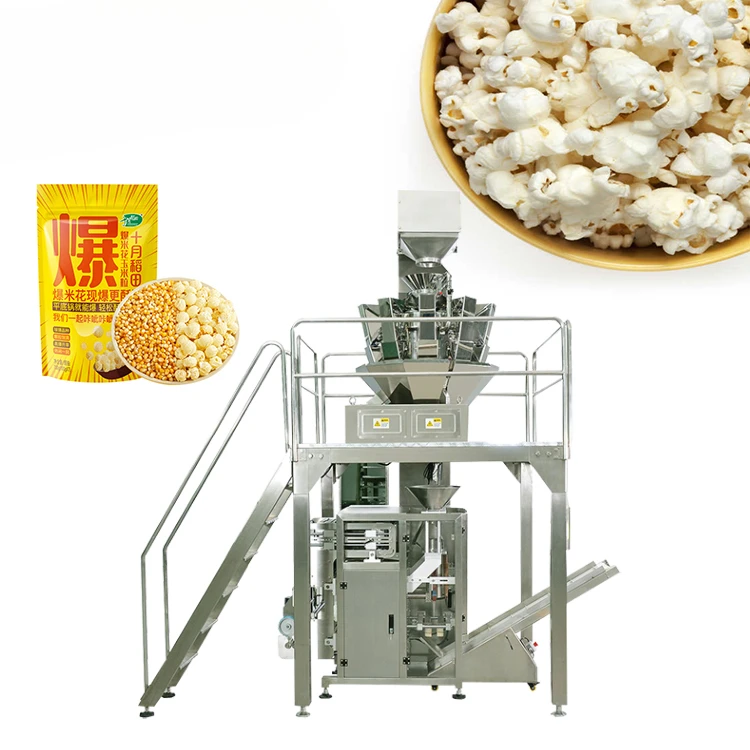 Automatic multi-function multihead weighing packing french fries snacks food pop corn popcorn packaging machine